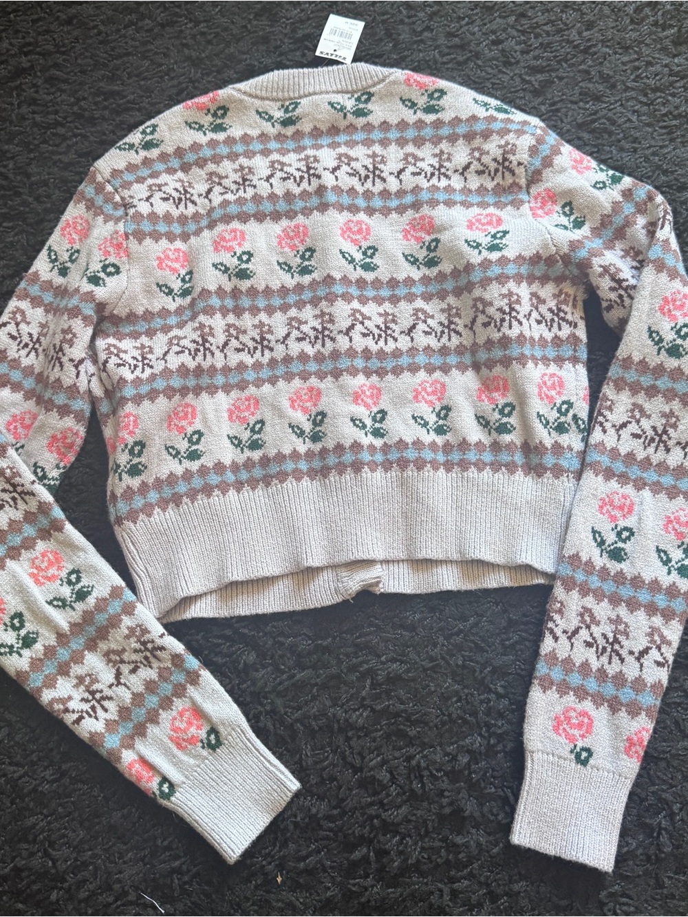 NWT Floral Fair Isle Button Cardigan Sweater - Picture 6 of 6